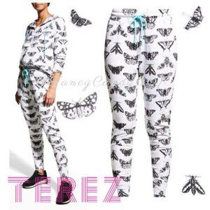 🪰Retail $ 110🦋 TEREZ CozyCozy Butterfly Flies French Terry Jogger Black White